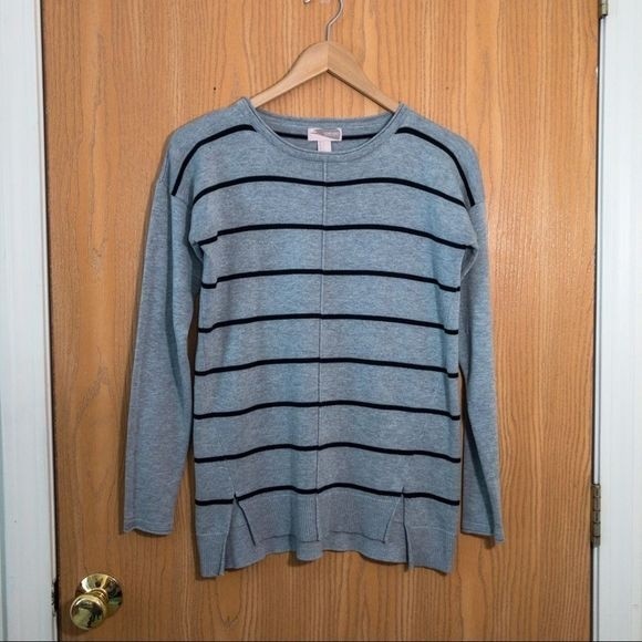 Forever 21 Pull Over Sweater/ Sweatshirt Gray and Black Stripes Size Sma… - Picture 1 of 7